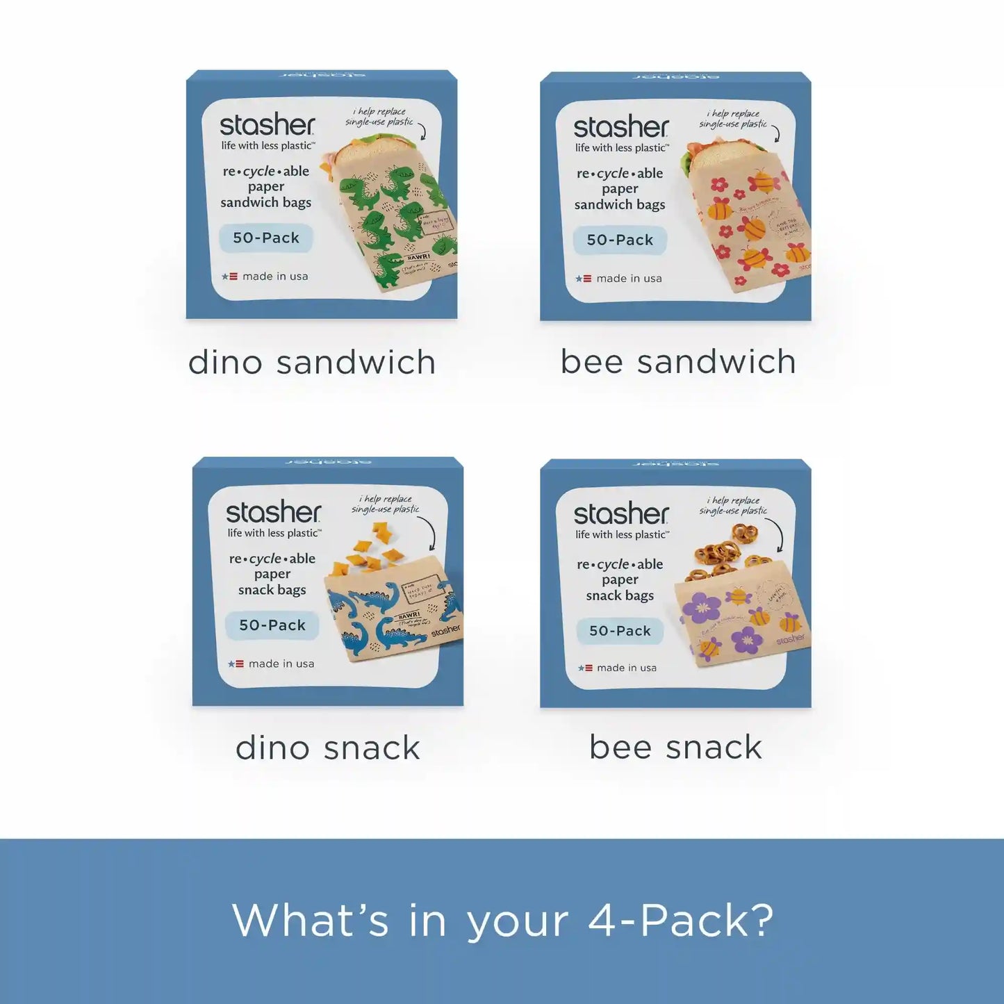 Recyclable Paper Bags 4-Pack 200ct