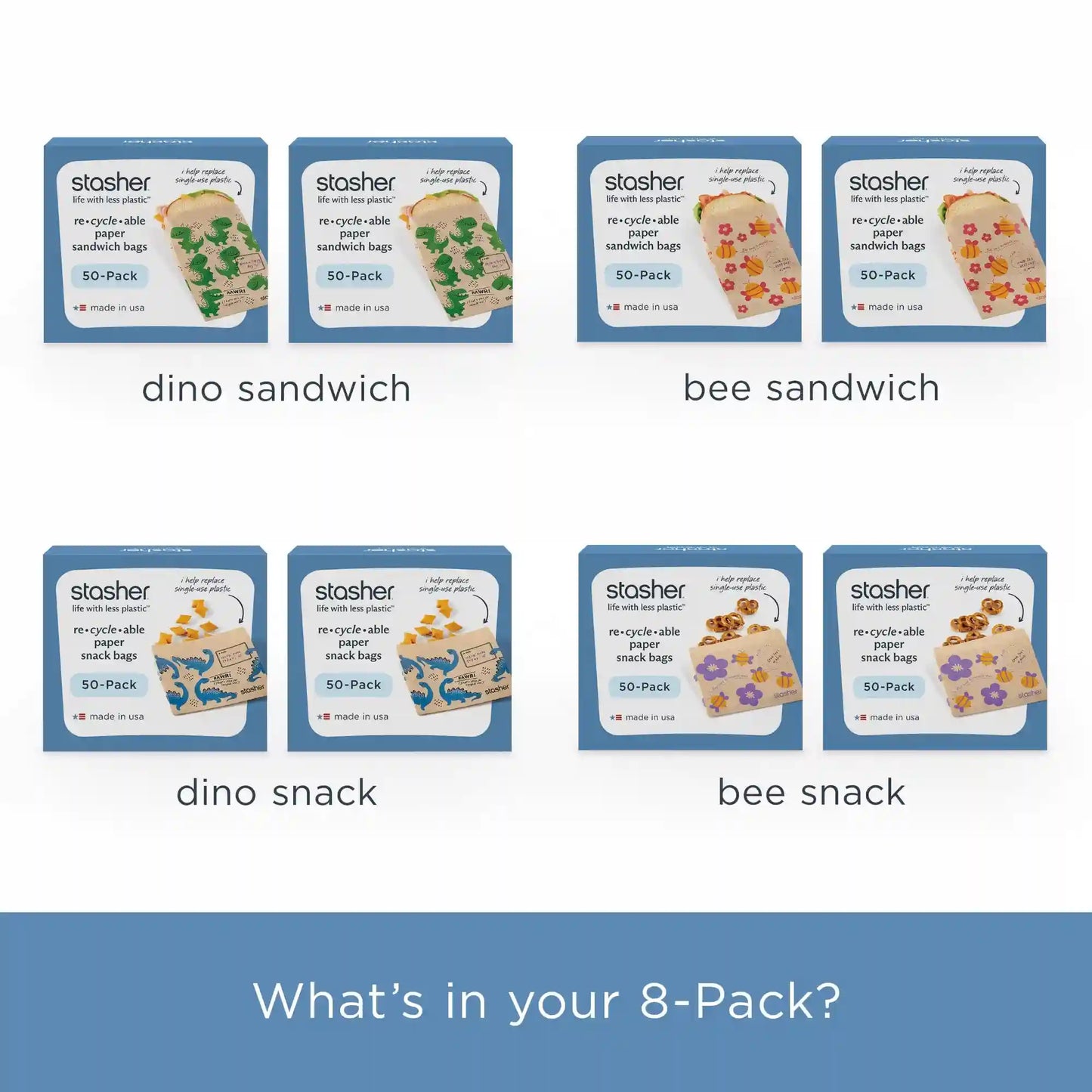 Recyclable Paper Bags 8-Pack 400ct